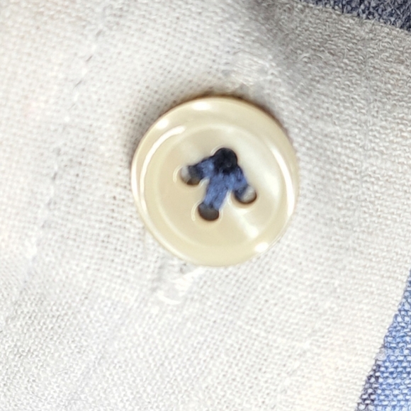 Benson New York Men's Button  Down Shirt 100% Linen White Blue Check Large - Picture 9 of 9